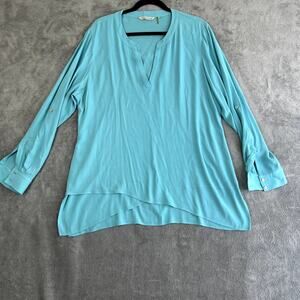 Soft Surroundings Women's XL Blue Viscose Top Lagenlook Boho